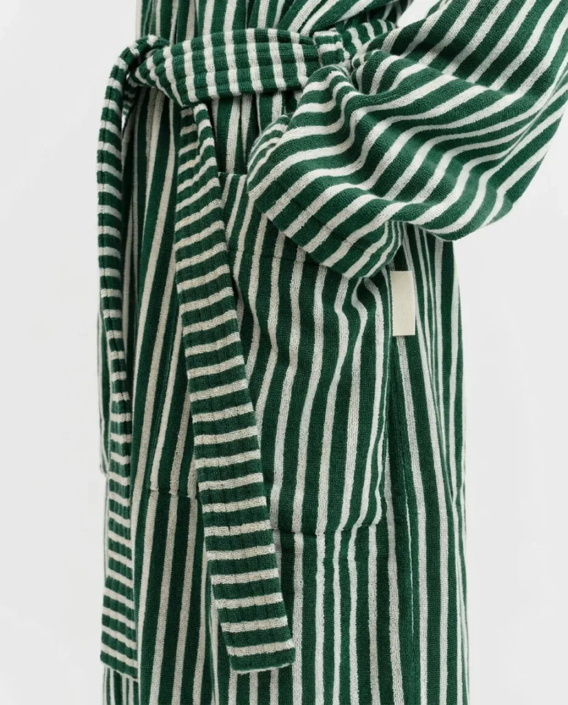 GOTS Certified Striped Terry Cotton Bathrobe