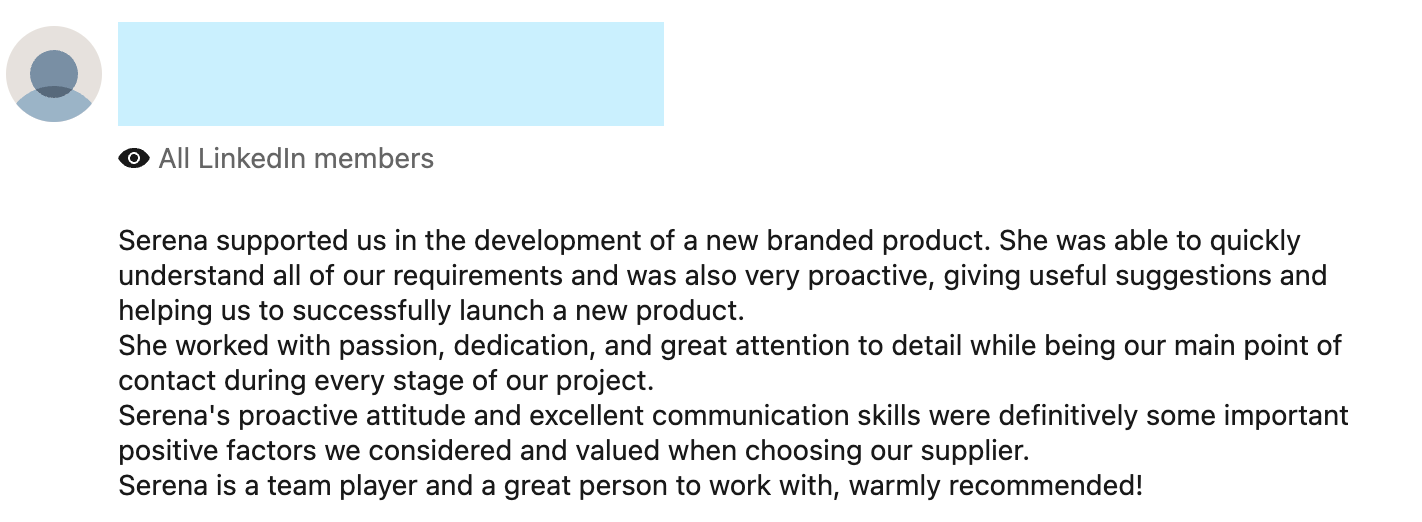 Customer feedback screenshot from WeChat