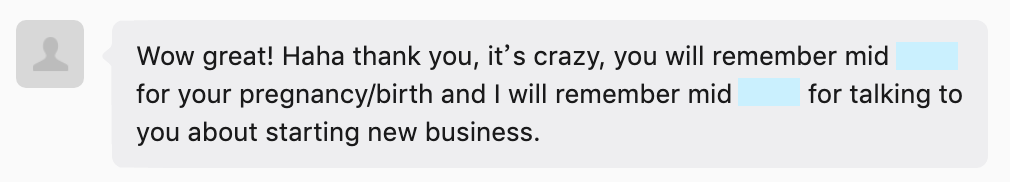 Customer feedback screenshot from WeChat